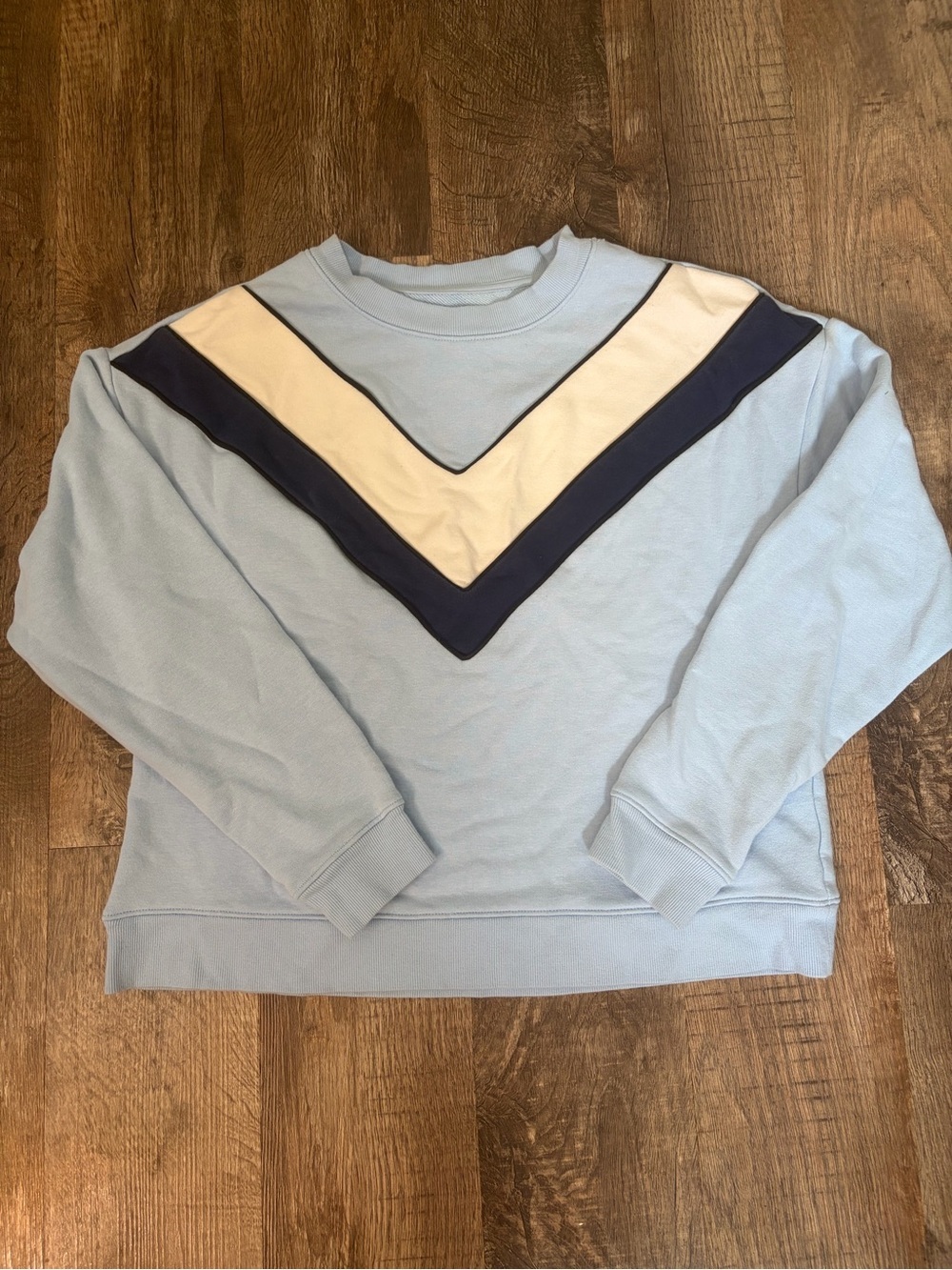 Maeve by Anthropologie Sky Blue and Navy V-Stripe Sweater Small